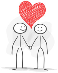 stickman love family heart red