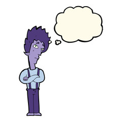 cartoon vampire with thought bubble