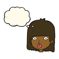 Fototapeta premium cartoon surprised woman with thought bubble