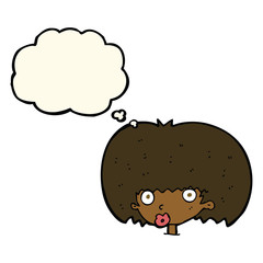 cartoon surprised woman with thought bubble