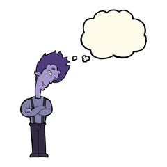 cartoon vampire with thought bubble