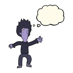 cartoon vampire with thought bubble