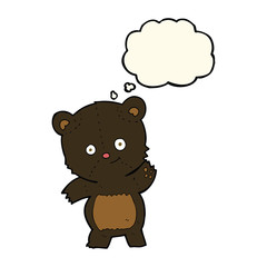 cute black bear cartoon with thought bubble