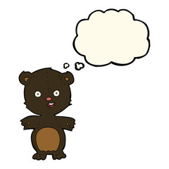 cute black bear cartoon with thought bubble