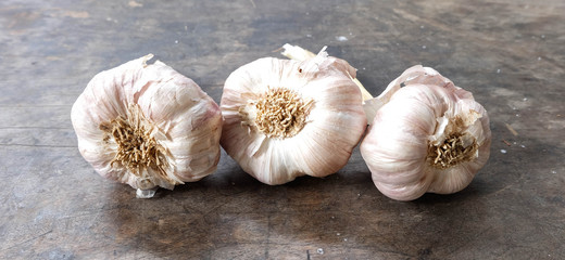 garlic on the wooden background