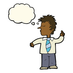 cartoon man making his point with thought bubble