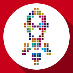Fototapeta premium Pixelated icon. rocket start up symbol