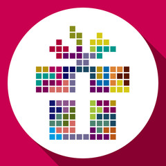 Pixelated icon. gift box symbol