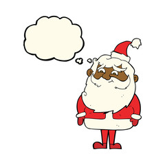 cartoon santa claus with thought bubble