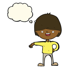 cartoon happy man with thought bubble