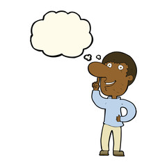 cartoon man with idea with thought bubble