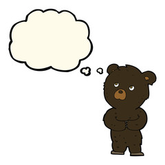 cartoon black bear cub with thought bubble