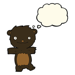 cartoon black bear cub with thought bubble