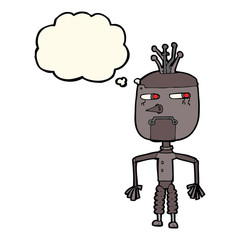cartoon robot with thought bubble