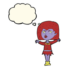cartoon vampire girl with thought bubble