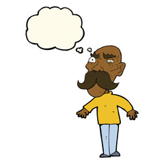 cartoon angry old man with thought bubble