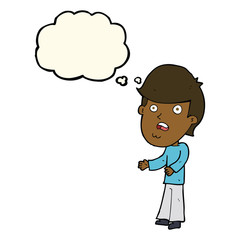 cartoon shocked man with thought bubble