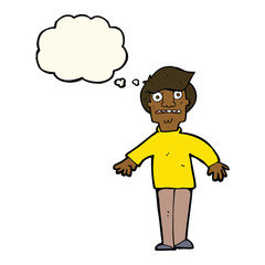 cartoon shocked man with thought bubble