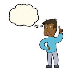 Obraz premium cartoon boy with idea with thought bubble