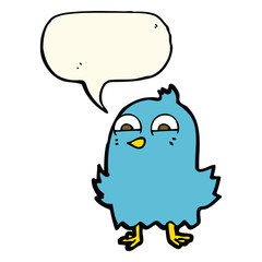 funny cartoon bird with thought bubble