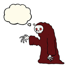 cartoon spooky halloween costume with thought bubble