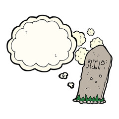cartoon spooky grave with thought bubble