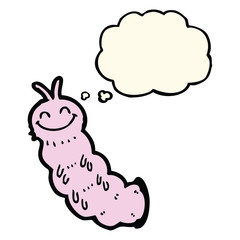 cartoon caterpillar with thought bubble