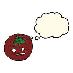 cartoon tomato with thought bubble