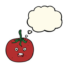 cartoon tomato with thought bubble