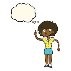 cartoon woman with question with thought bubble