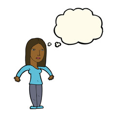 cartoon annoyed woman with thought bubble