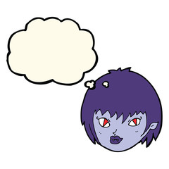 cartoon vampire girl face with thought bubble