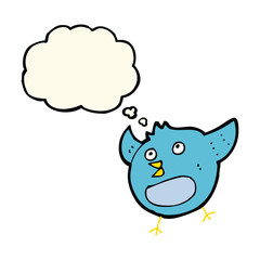 cartoon happy bird with thought bubble