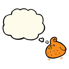 cartoon bird with thought bubble