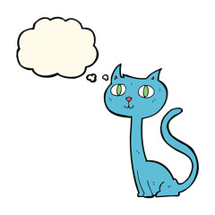 cartoon cat with thought bubble