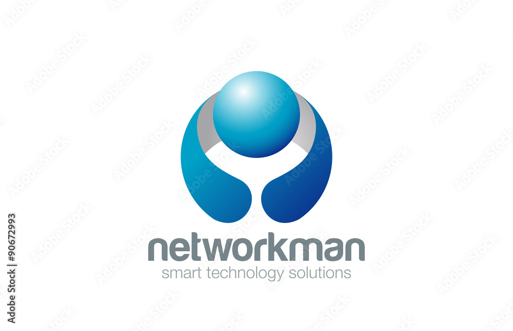 Poster Man Logo futuristic web technology design vector. User icon