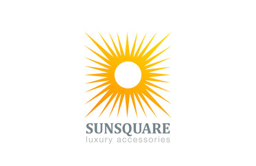 Star Sun Logo Vintage square shape design vector.