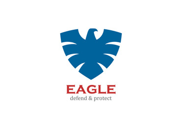 Eagle Shield shape Logo design vector. Defend, Protect icon