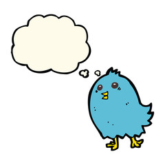 cartoon bluebird with thought bubble