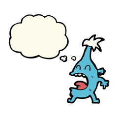 cartoon funny creature with thought bubble