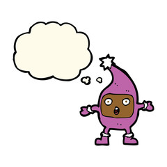 cartoon funny creature with thought bubble