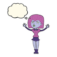 cartoon vampire girl with thought bubble