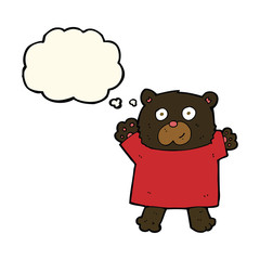 cartoon cute black bear with thought bubble