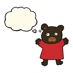 cartoon cute black bear with thought bubble