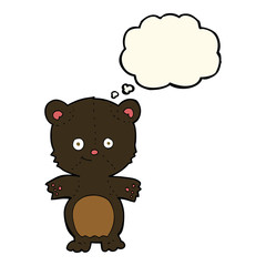 cartoon black bear cub with thought bubble