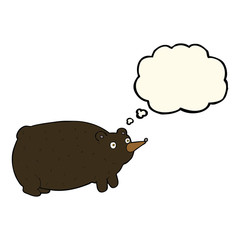 funny cartoon bear with thought bubble