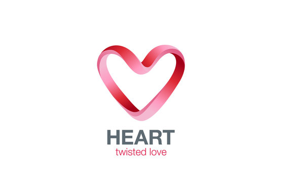 Heart shape Ribbon Logo design vector. St. Valentine day
