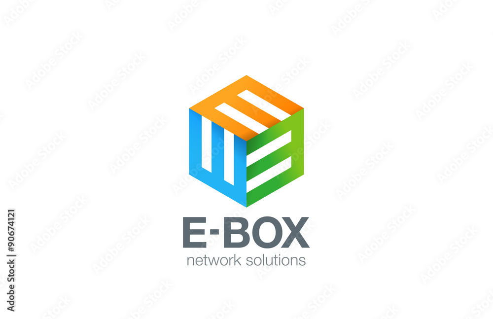 Poster box logo abstract business technology design e vector
