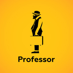 Professor sideview Silhouette Logo design vector avatar