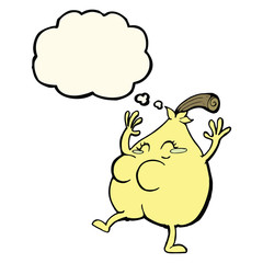 a nice pear cartoon with thought bubble
